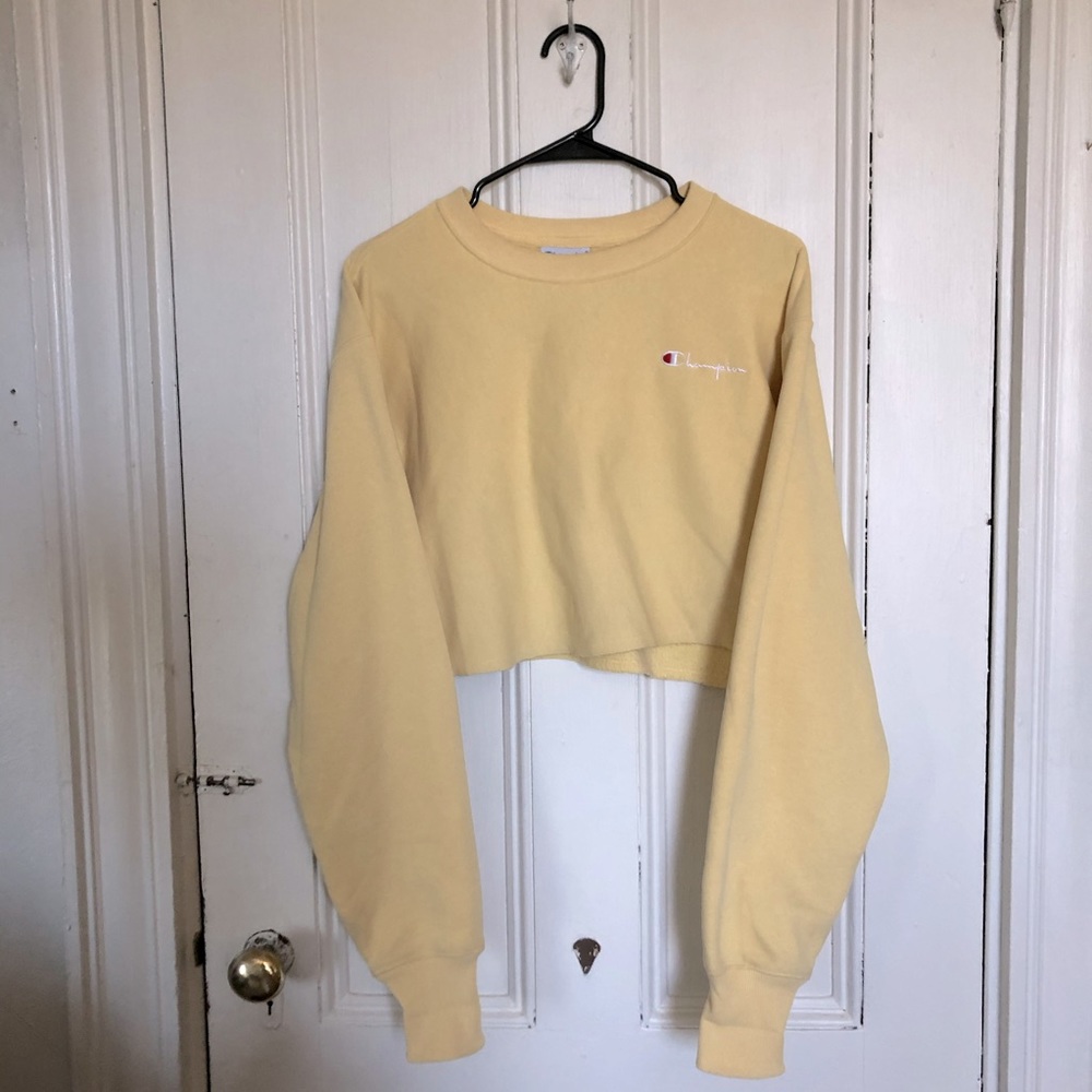 reverse weave cropped crew neck